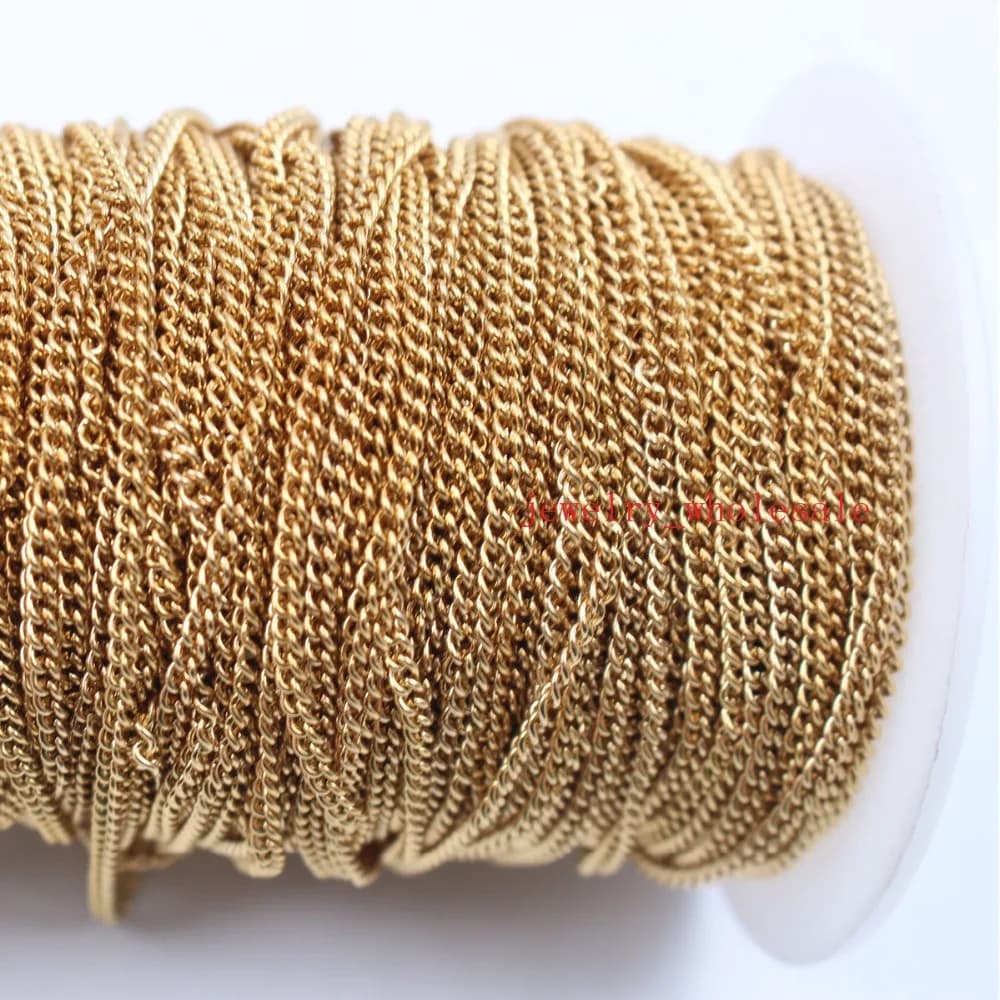 Lot 50meter/roll Stainless Steel 2mm cowboys Chain jewelry finding / Marking DIY For Necklace