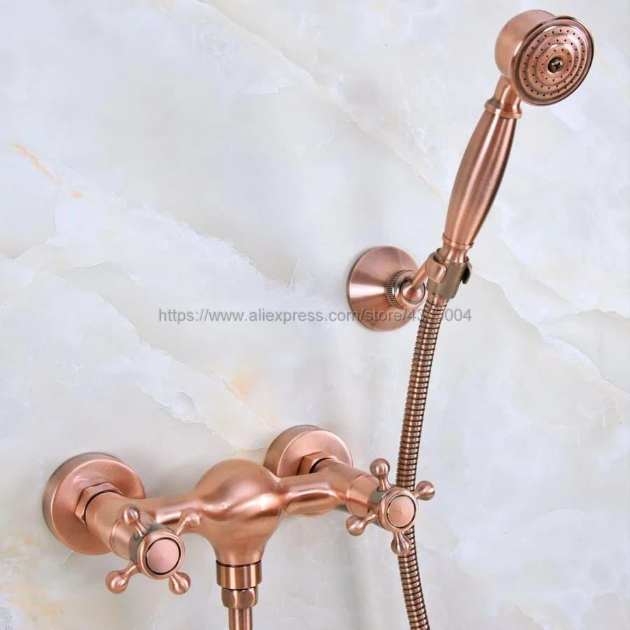 Bathroom of Red Copper Ancient Shower Faucet Bathtub Faucet Faucet Mixer With Hand Faucet Shower Faucet Set Wallet Nna295