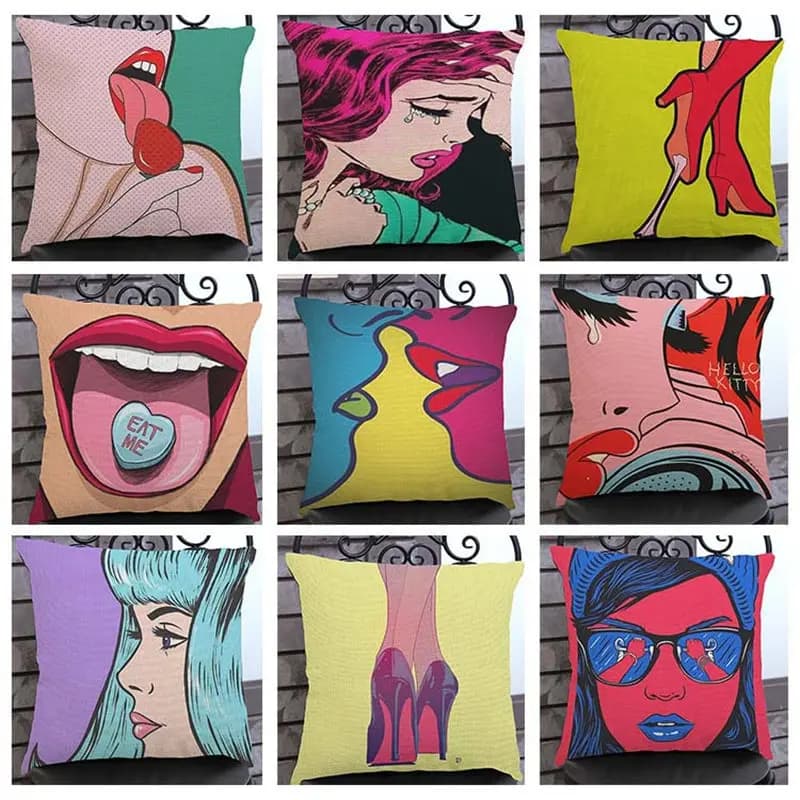 Fodera per cuscino di bellezza creativa pop art Federa decorativa Sedile per sedia Fodera per cuscino per auto quadrata Tessili per la casa BZ-149