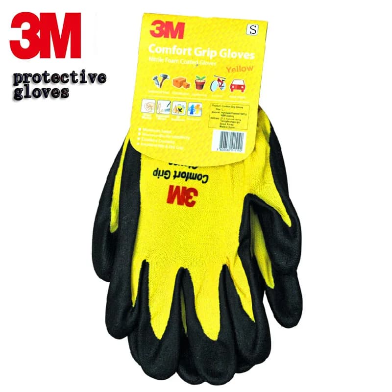 Guanti da lavoro 3M Grip comfort Guanti antiscivolo resistenti all'usura Guanti di sicurezza anti-labor Guanti touch screen in nitrile Giallo