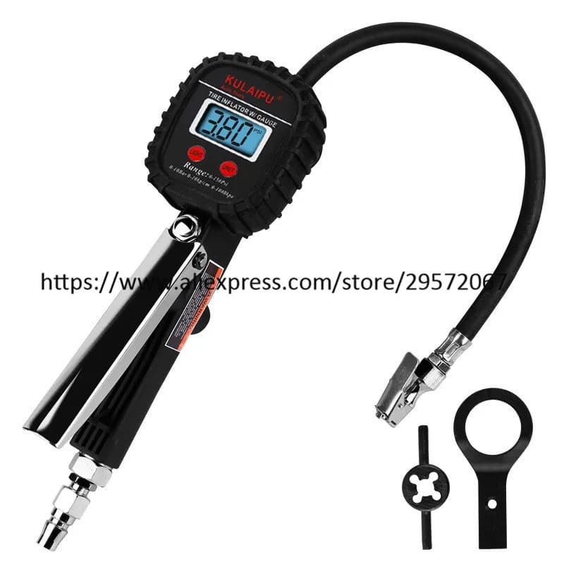 Misuratore digitale di gonfiaggio della pressione dei pneumatici per camion per auto Display LCD Misuratore di quadrante Tester per veicoli Strumento di monitoraggio della pistola di gonfiaggio dei pneumatici