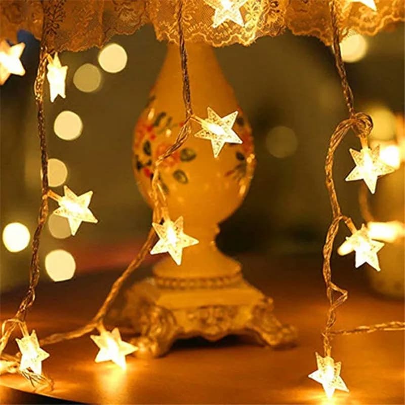 LSDM LED Star Fairy Garland String Lights Novità Capodanno Matrimonio Casa Decorazione per interni Stelle dei desideri Tenda String Light