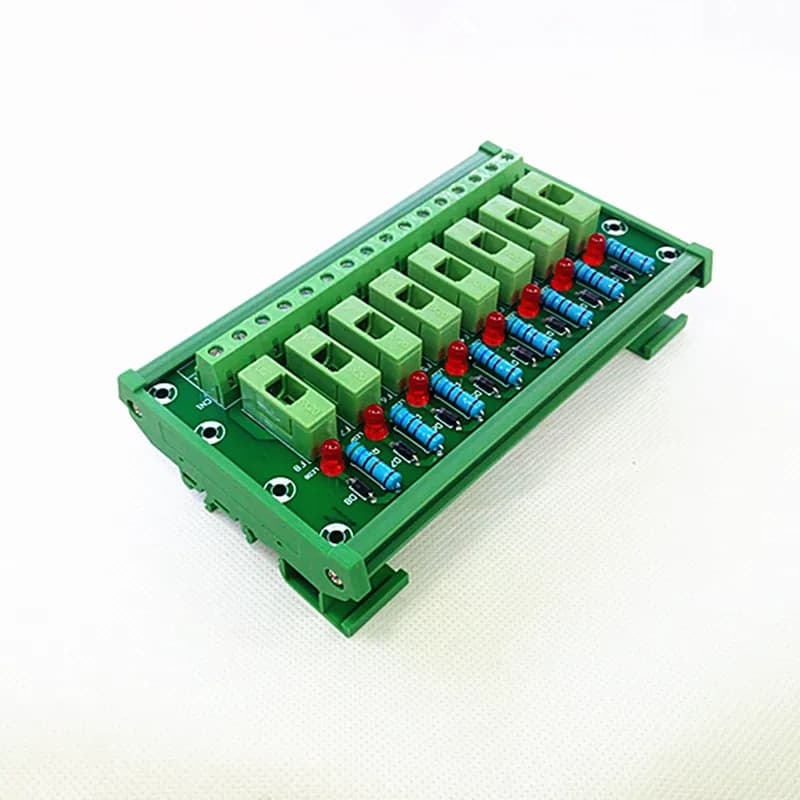 Scheda modulo portafusibili a 8 posizioni con montaggio su guida DIN, portafusibili per fusibile a tubo da 5x20 mm (DxL).