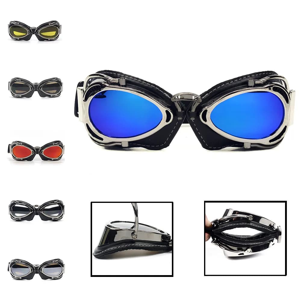 Newest Vintage Motorcycle Helmet Goggles Scooter Glasses Smoke Pilot Cruiser Steampunk