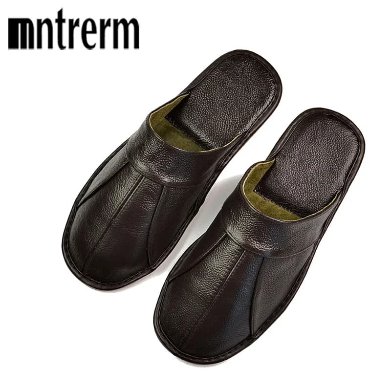 Mntrerm Primavera Slip On scarpe da Uomo Pantofole Morbida E Confortevole 100% Punti di Sutura A Mano In Pelle di Mucca Marrone Nero Genuino Scarpe di Cuoio
