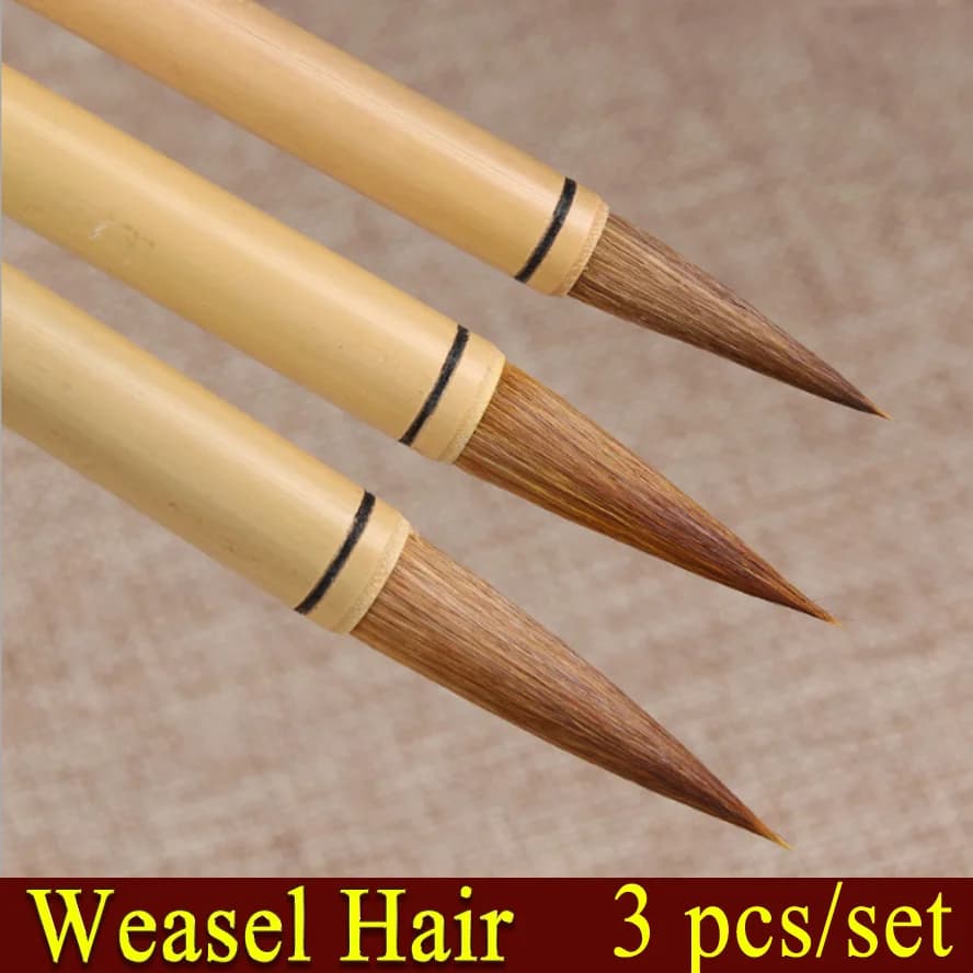 3 pcs/set Weasel Hair Chinese Calligraphy Brush Pen Oil Paint Brush for Painting Art School Supplies