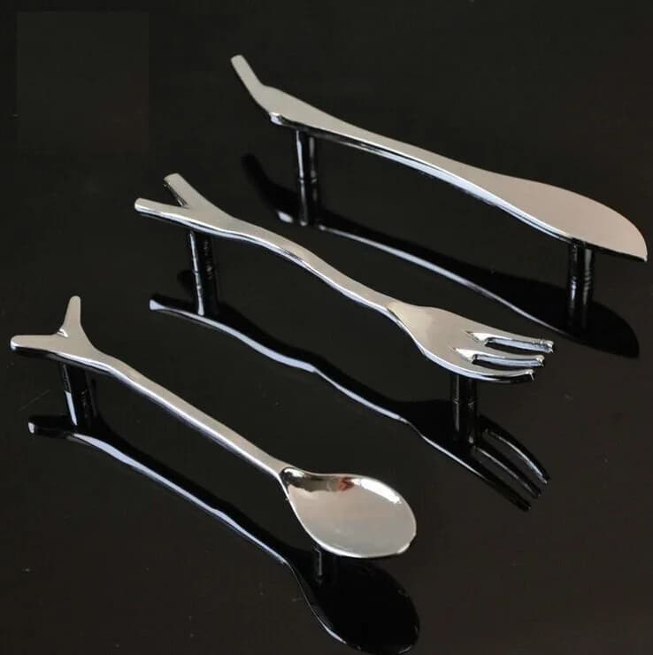 6PCModern e minimalista personalità creativa mobili manico del coltello e forchetta cucchiaio d'argento credenza maniglia della porta maniglia della porta dell'armadio