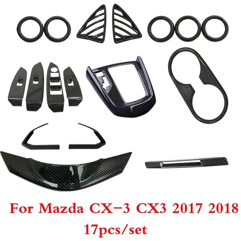 Per Mazda CX-3 CX3 Cruscotto mid console Telaio del cambio Aria condizionata AC Prese d'aria Volante Pannello altoparlante Copertura Trim