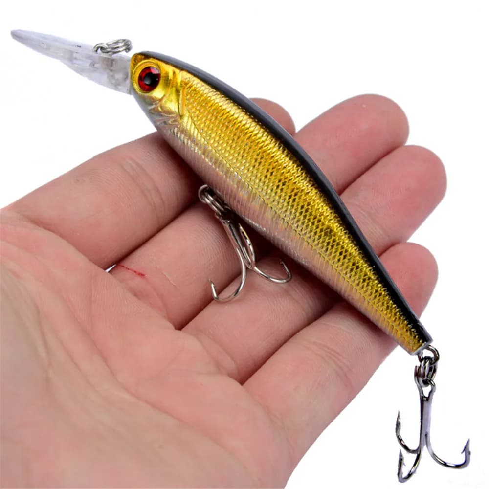 1 Pezzo Esca da Pesca Classica Tipo Minnow, Esca Artificiale Rigida con Occhi 3D Bionici, 10cm 9.4g, Wobbler da Pesca, Crankbait in Plastica