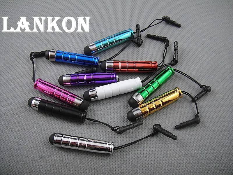 3 pz/lotto Mini Capacitiva dello stilo dello schermo di tocco della penna + anti spina della polvere per il iPhone 6 5 5S mini iPad 2 samsung Galaxy Note 2 3 4 Tablet