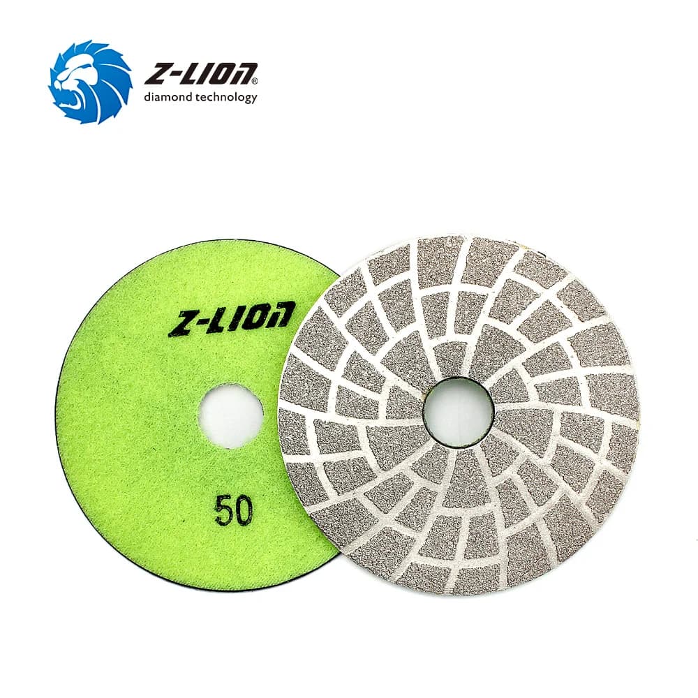 Z-LION 3/4/5/6" 1 Piece Diamond Polish Pad Vacuum Brazing Polishing Wheel Granite Concrete Marble Grinding Disc Sanding Pad