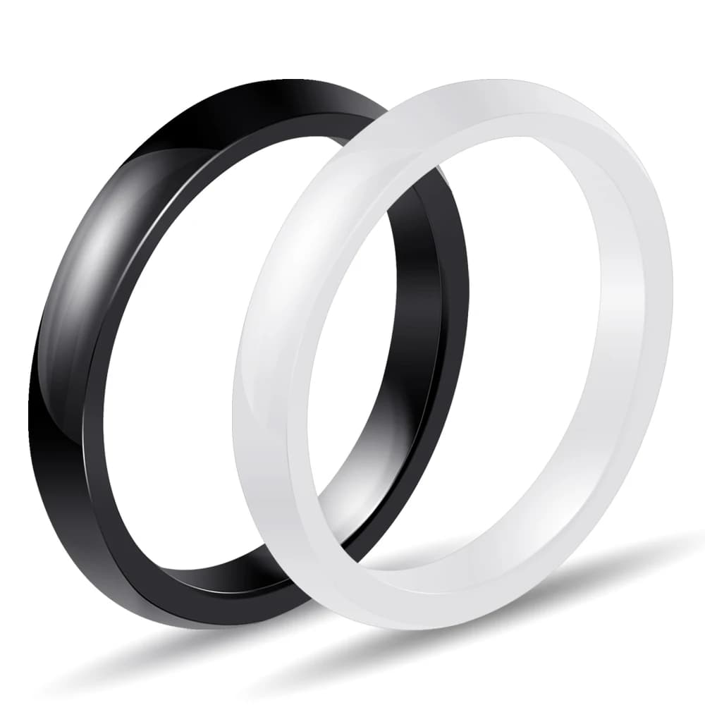 Anelli in ceramica semplici da 3 mm leggeri 4 colori per le donne Anelli in ceramica liscia Anello di fidanzamento per matrimonio di moda bianco nero blu rosa