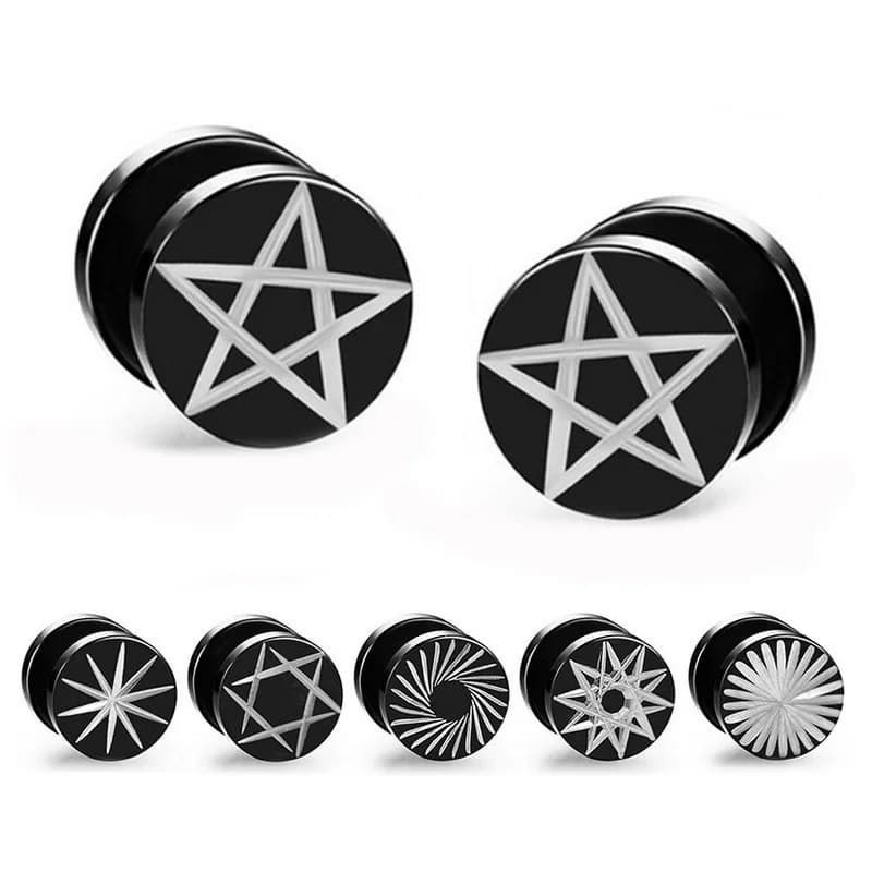 1 pezzo Street pop Punk Donna Uomo Acciaio inossidabile Nero Vite con manubri Orecchini Hip Hop Rock Orecchini ipoallergenici