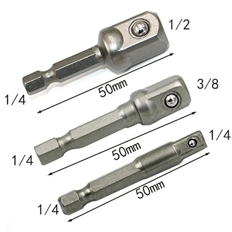 Set of adapters for chromium vanadium steel sockets with hexagonal coding 1/4 "3/8" 1/2" extension tools set TF003