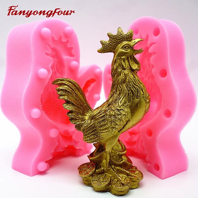 Stampo in silicone grande gallo 3D flessibile in silicone fai da te artigianale sapone candela stampo strumenti di decorazione d'interni
