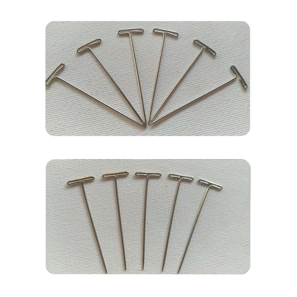 Set di 50 perni a T in acciaio multi-dimensione per lavorare a maglia, blocchi, modellismo, artigianato, strumenti per lo styling delle parrucche, perni a T durevoli per progetti domestici