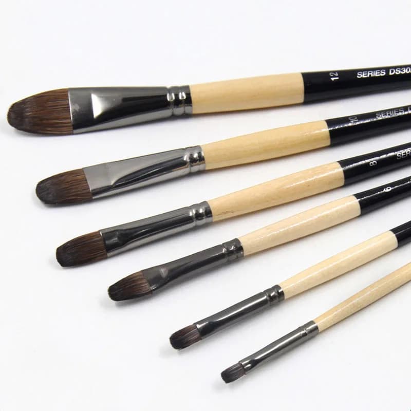 6pcs/Set chinchilla hair Birch rod brush Watercolor gouache painting pen oil painting brush Set Drawing Art Supplies