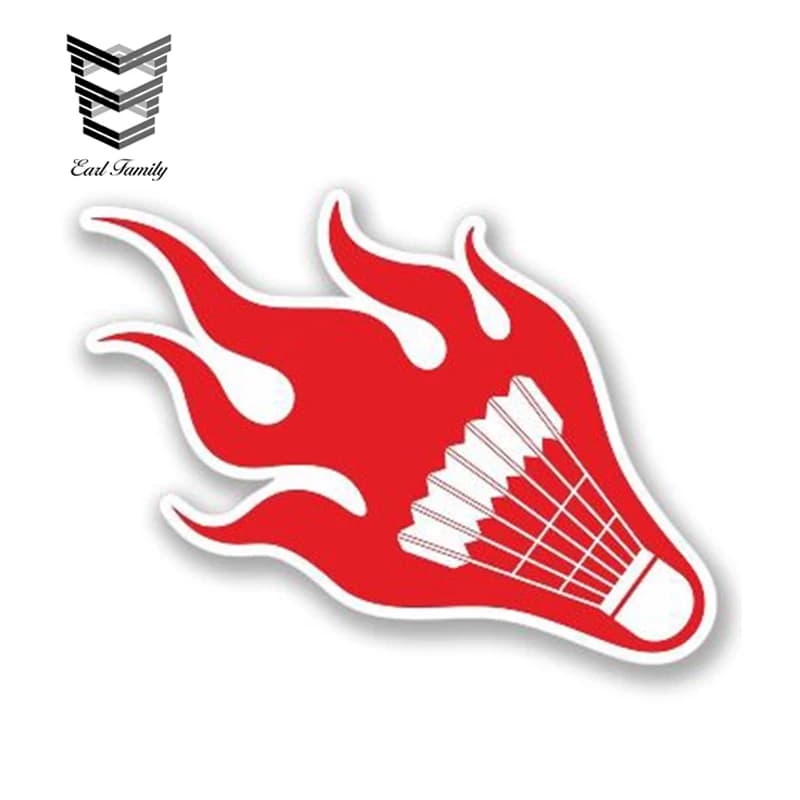 EARLFAMILY 13cm X 7cm Car Adhesive Flyer Waterproof Badminton With Vinyl Sticker Flame Helmet for Laptop Bike Car Darts Gift