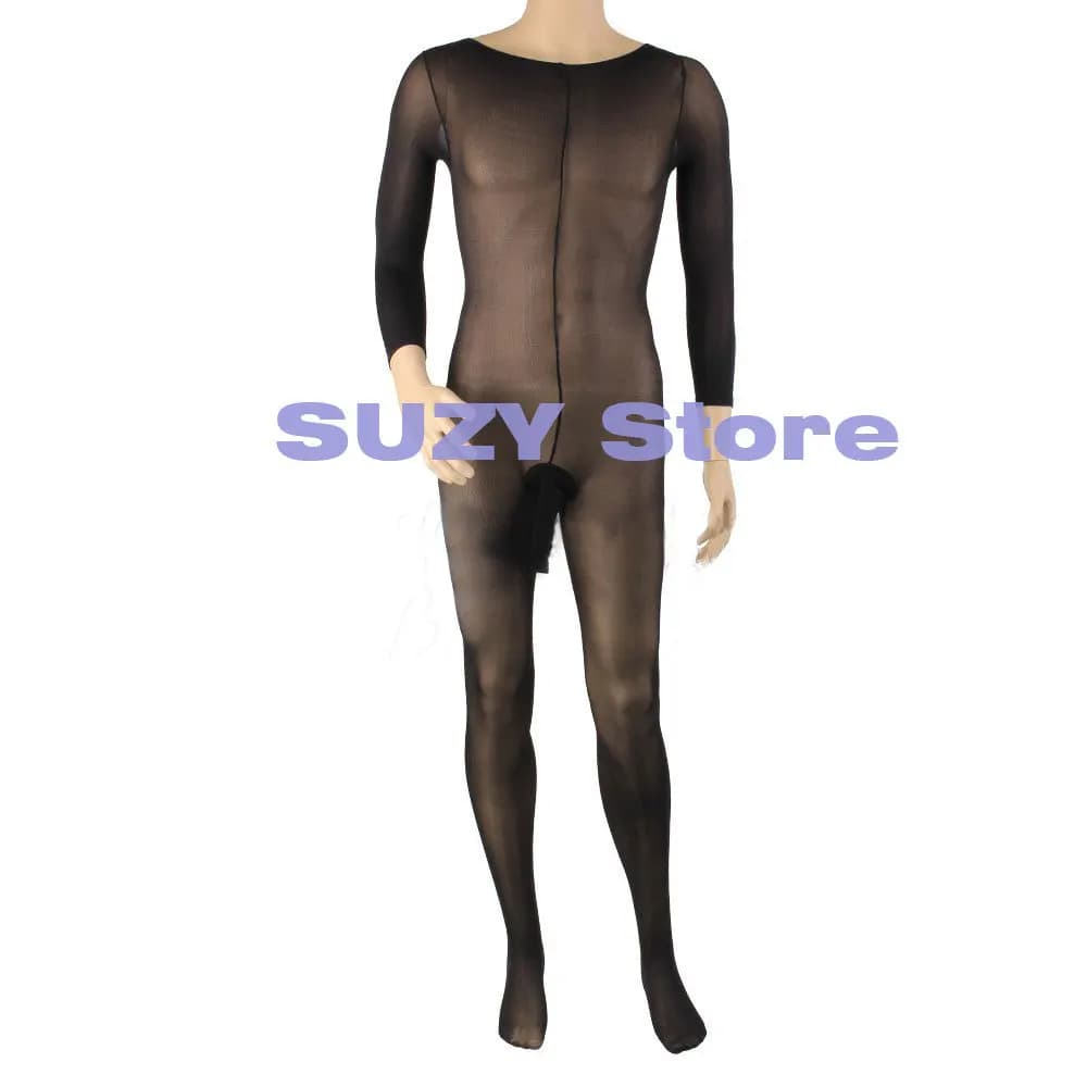 Calze per il corpo Unisex calde collant per uomo Sexy collant aperti manica a tubino calza stretta cavallo chiuso nero bianco Beige