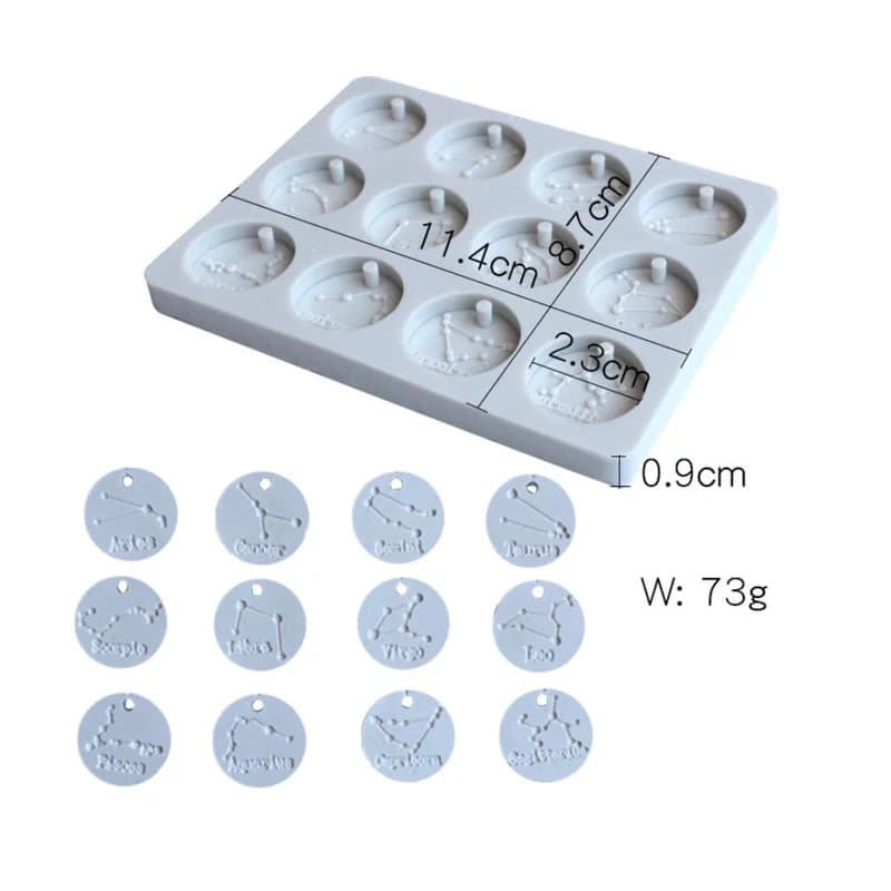12 costellazioni etichette rotonde stampo in silicone compressa di cera per aromaterapia stampo in silicone per stampi in gesso per ciondolo auto