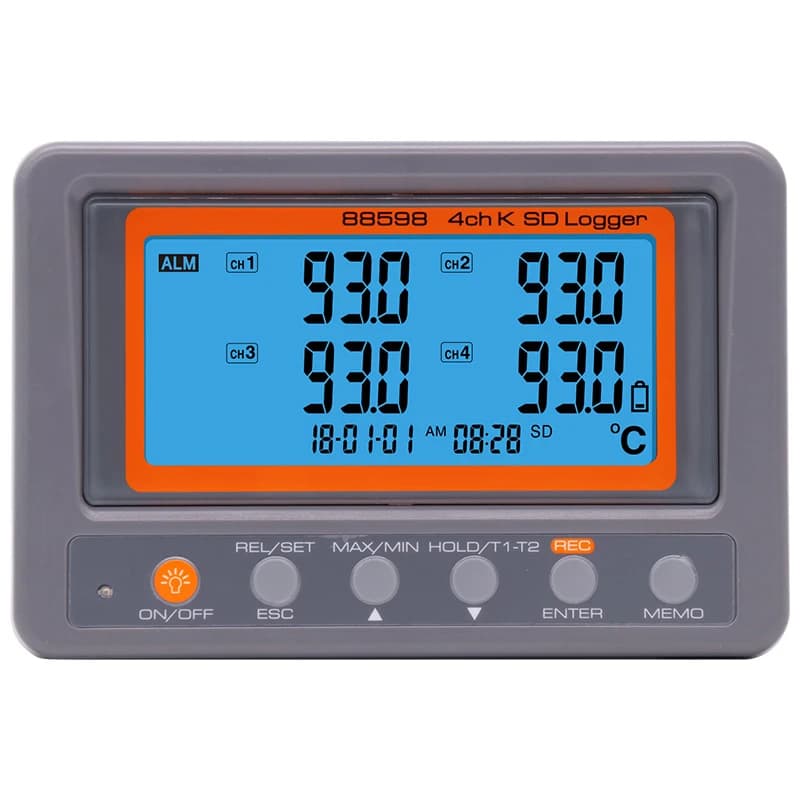 Termometro digitale multicanale AZ88598 Registratore di temperatura termocoppia tipo K a 4 canali Registratore dati scheda SD AZ-88598