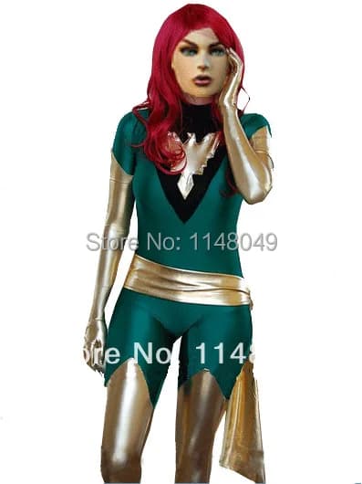 Costumi di halloween per donna verde Jean Grey Phoenix Spandex Superhero Costume