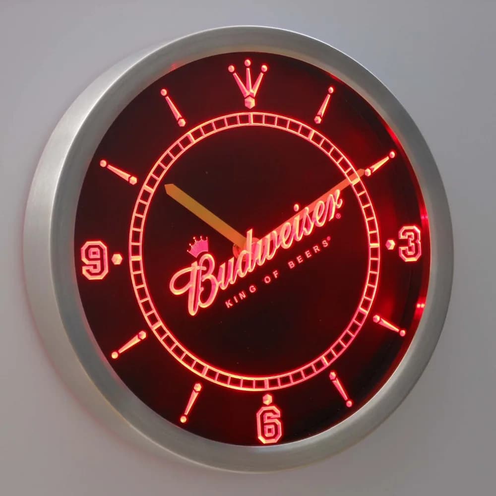 Nc0467 Budweiser Beer Neon Light Signs orologio da parete a LED