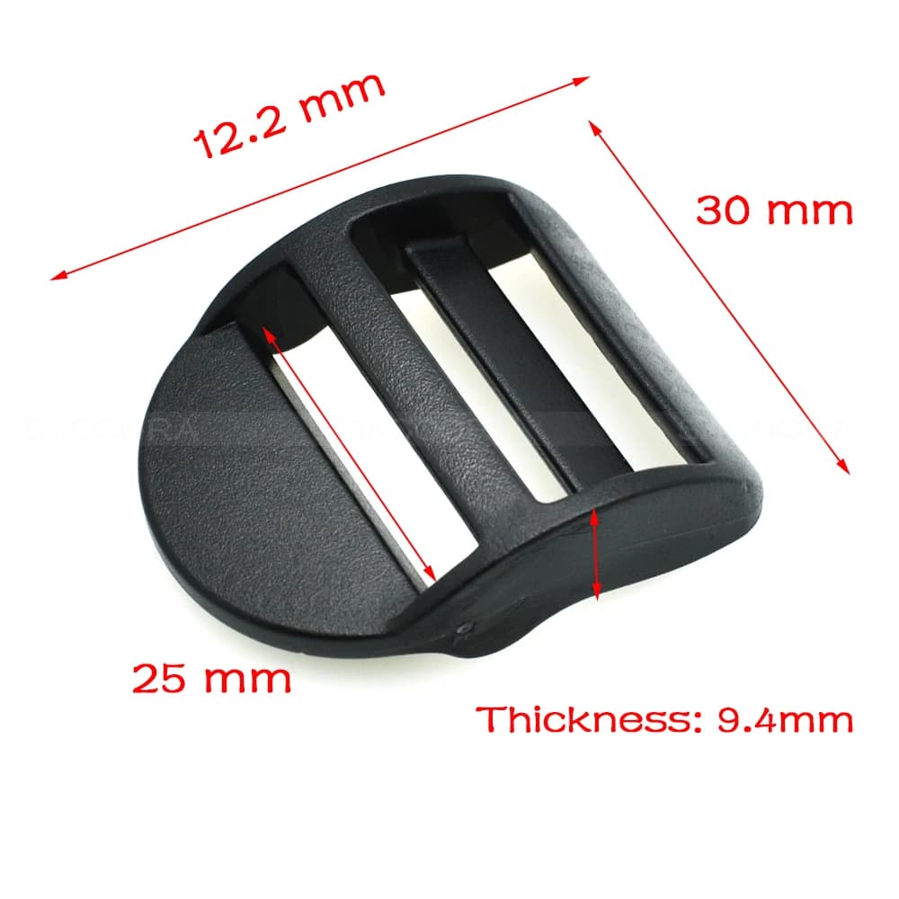 10 pz/pacco 1 "Black Ladder Lock Slider fibbie in plastica cinghie per zaino fettuccia 26mm