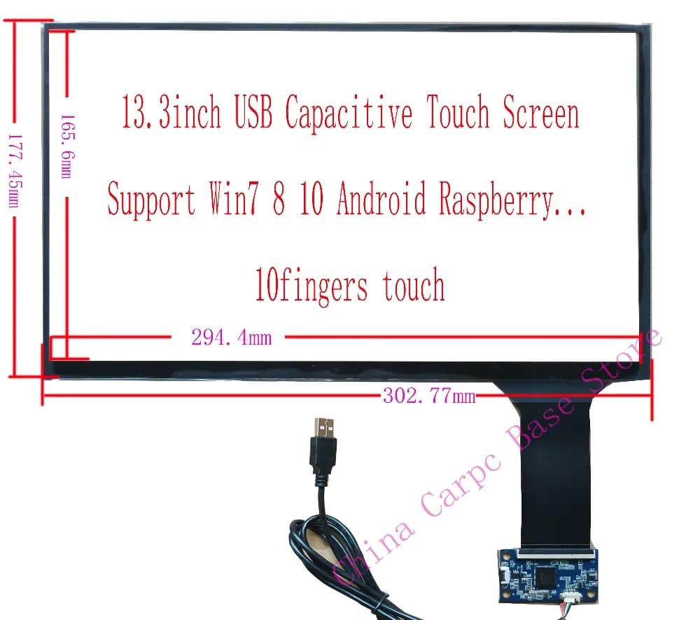 13.3 inch USB capacitive touchscreen scanner multi finger Raspberry Pi Win7 8 10 Linux