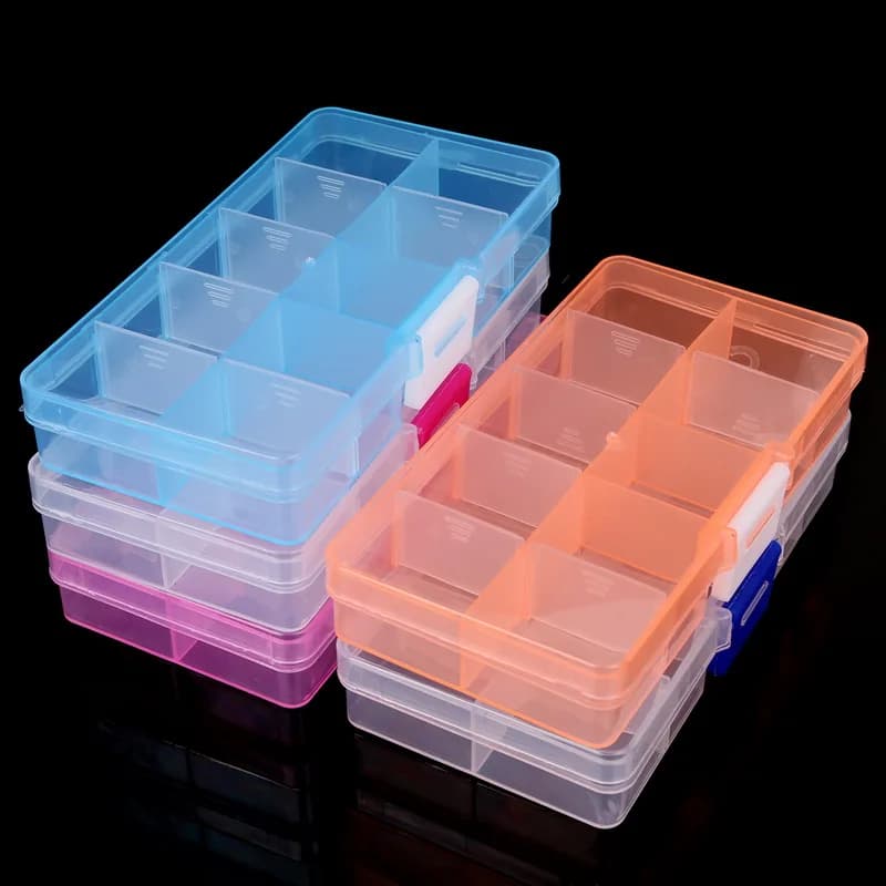 10 Slot Transparent Adjustable Drugs Pill Storage Box Ring Earring Jewels Plastic Beads Portable Organizer Bicycles Travel Case