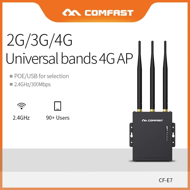 Comfast Wifi Router 4G SIM Card Impermeabile Hotspot AP Outdoor CPE 2.4G LTE Wireless AP con Segnale Forte antenne Estendere CF-E7