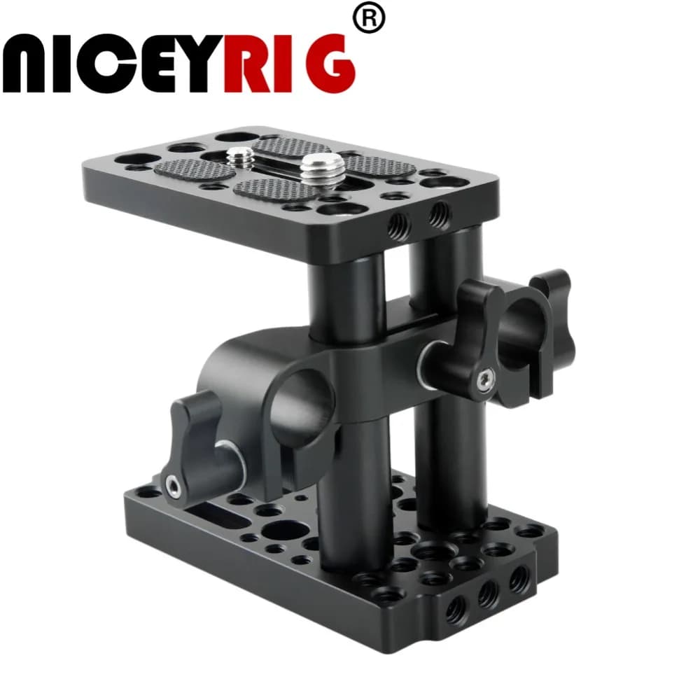 NICEYRIG Riser Quick Hook Plate with 15mm Rod Clamp DSLR Photographic Machine Easy Base Plate of Photographic Forming Machine 1/4 3/8 Screw