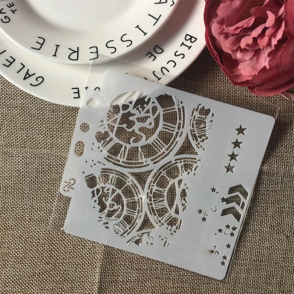 1 pz 13 cm quadrante orologio ruota freccia stratificazione stencil pittura scrapbook colorazione goffratura album carta decorativa modello di carta