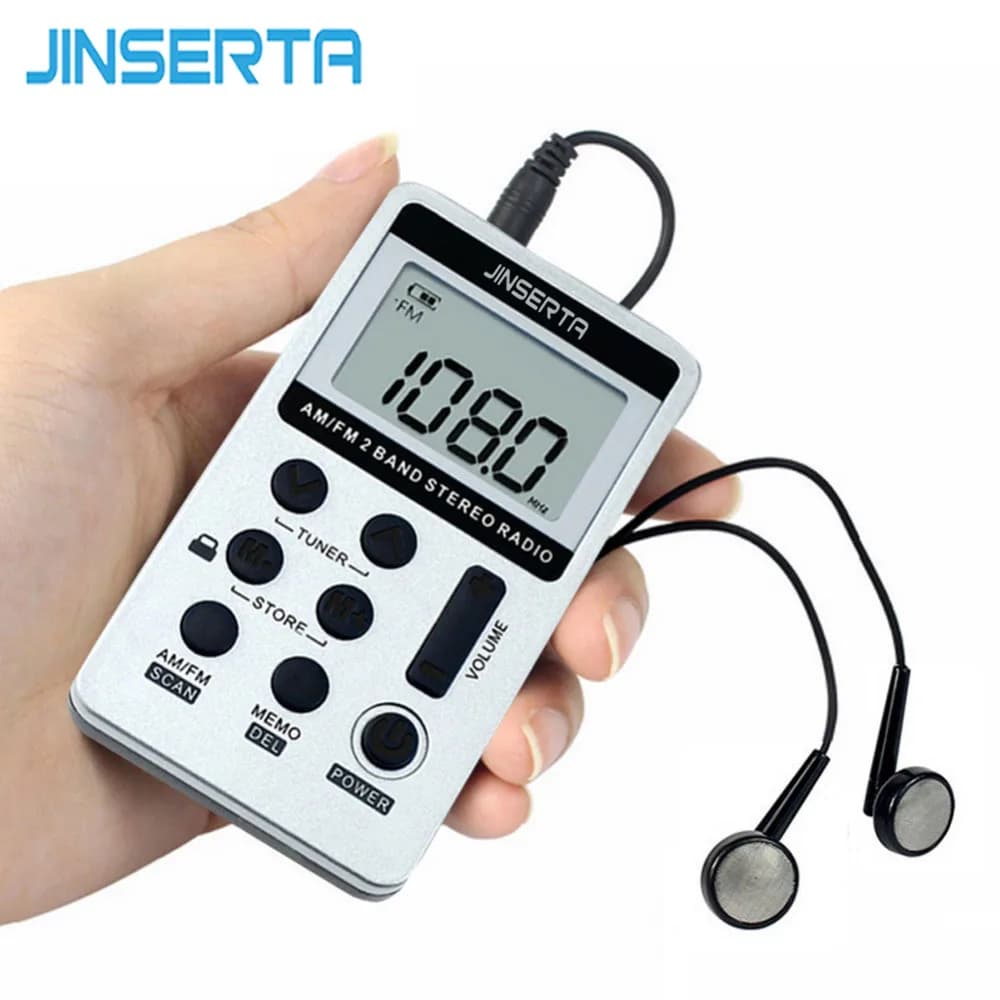 Portable Radio Digital Mini FM/AM Radio Receiver With LCD Display Rechargeable Battery& Earphone Radio+Lanyard for Elder