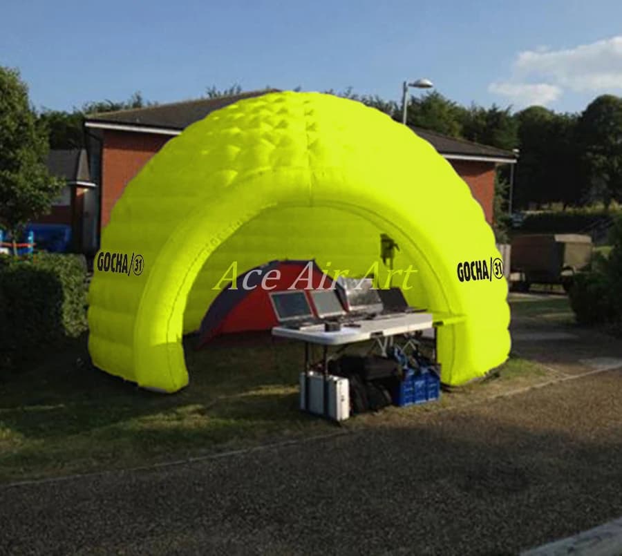 Durable Yellow Round Canvas Tent Inflatable Dome House For Camping Inflatable Round Tent House For Sale