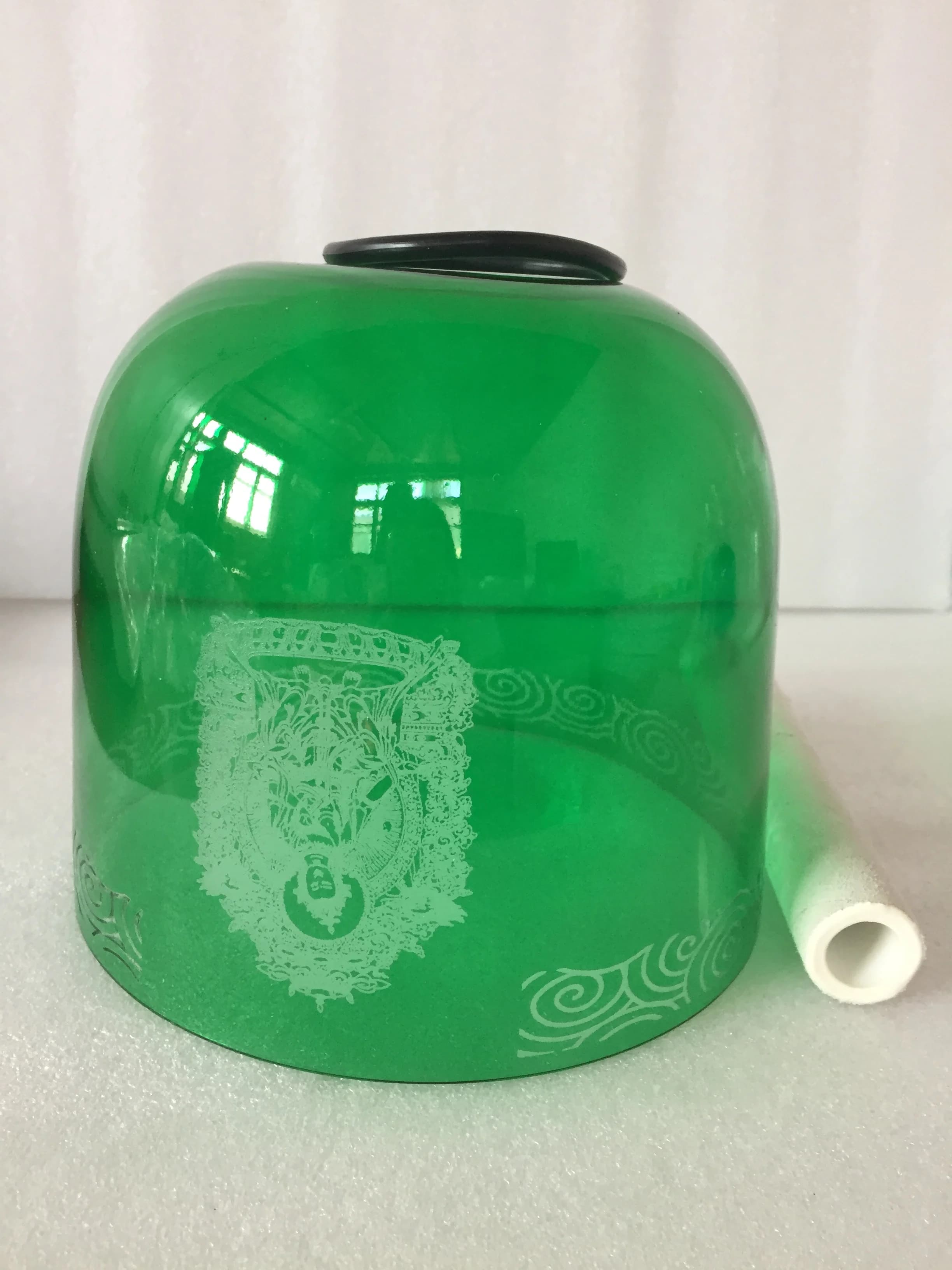 3rd Octave green TARA Buddha engraved Crystal Singing Bowl Note F heart chakra or F# Thymus chakra 432HZ+suede mallet and o-ring