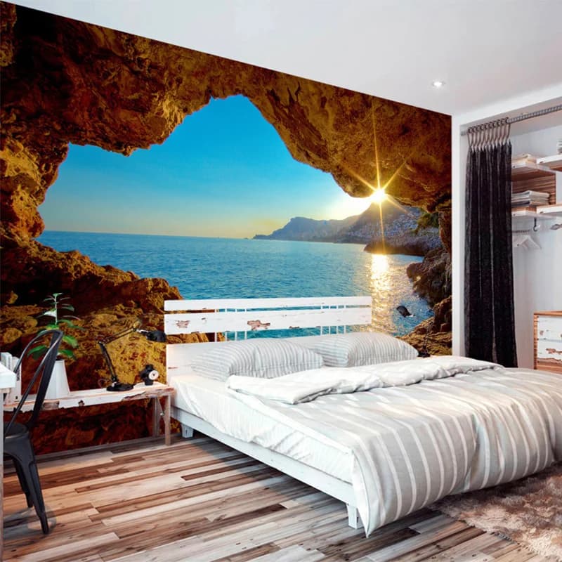 Custom Mural Wallpaper 3D Stereo Seaside Landscape Reef Cave Fresco Living Room Bedroom Space Expansion Background Wall Paper 3D