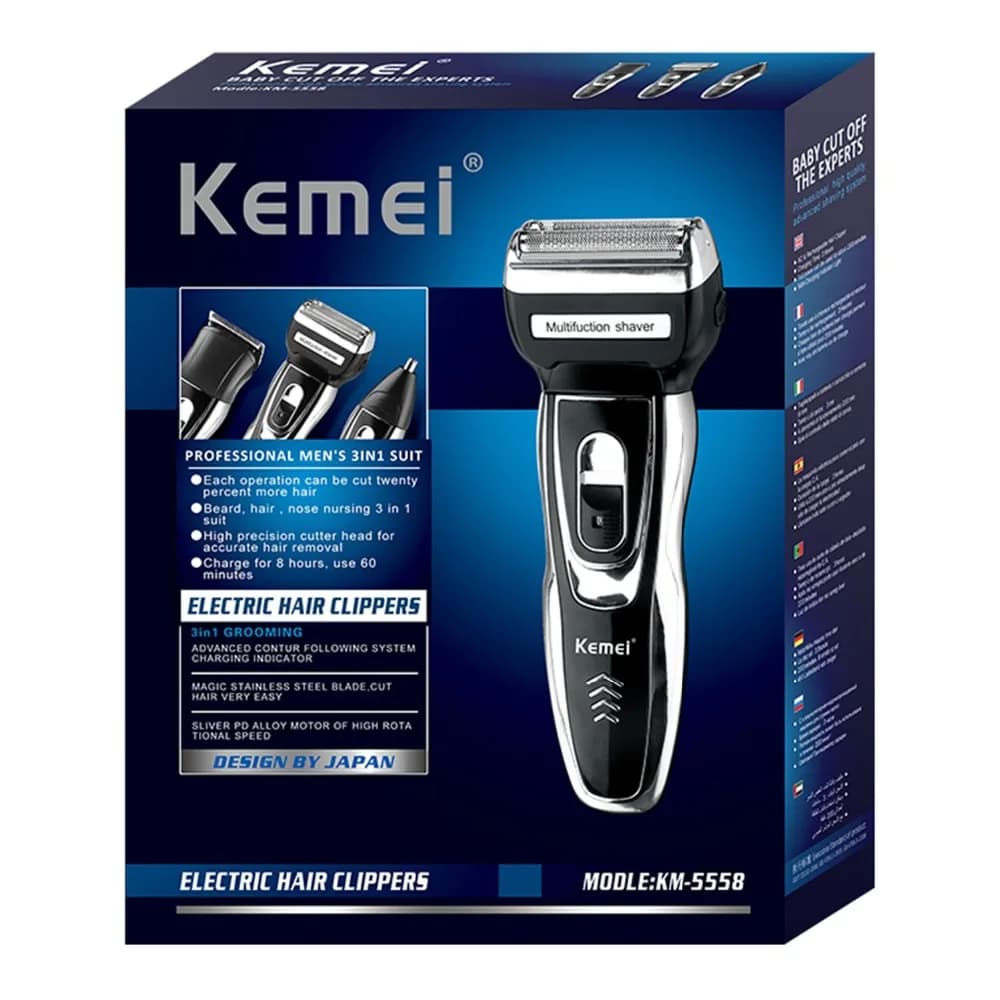 Kemei 3in1 rechargeable lamina electric shaving trimmer electric shaver for man shaving machine trimmere face nose trimmer
