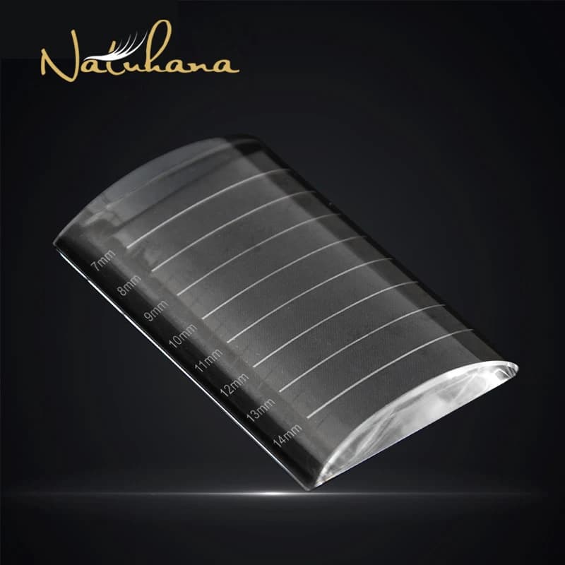 NATUHANA Estensione ciglia Pallet Cristallo di vetro U Curvo Supporto dritto Supporto per ciglia finte Vassoio per colla trasparente Strumento per il trucco