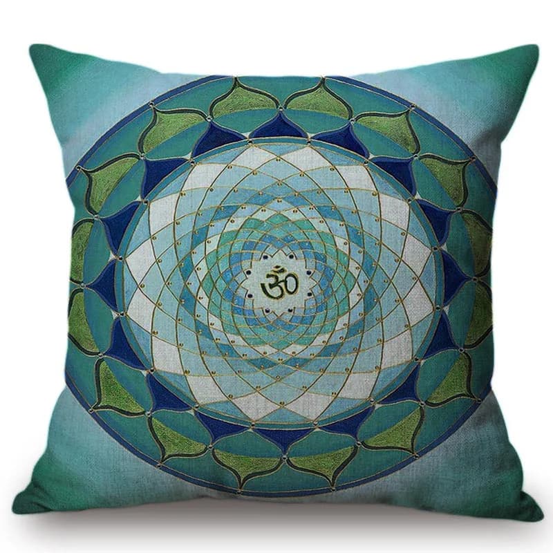 Navy Blue Mandala Florals Cushion Cover Muslim Religion Worship Mat Cotton Linen Sofa Decorative Throw Pillow Case cojines