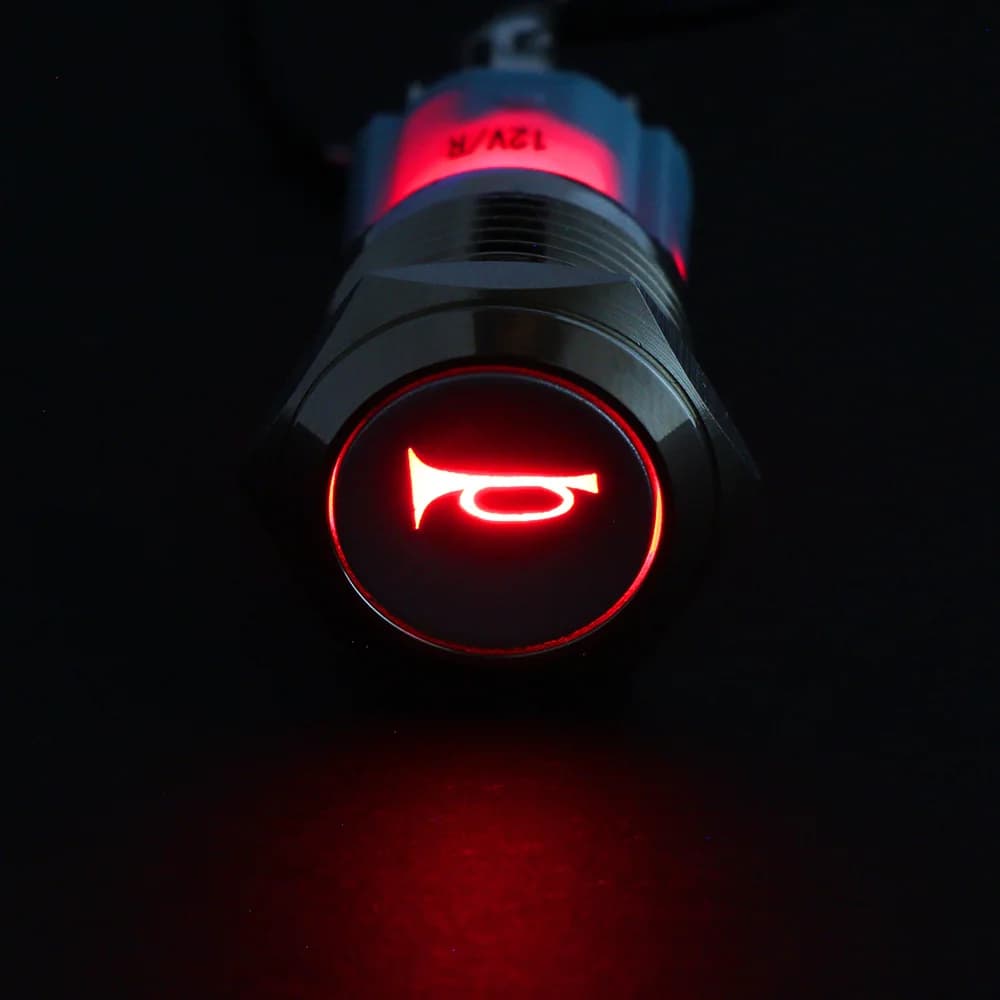 Nuovo 5/8 "12V 16mm LED Power Light momentaneo pulsante clacson interruttore in metallo pulsante auto fermo altoparlante campanello clacson