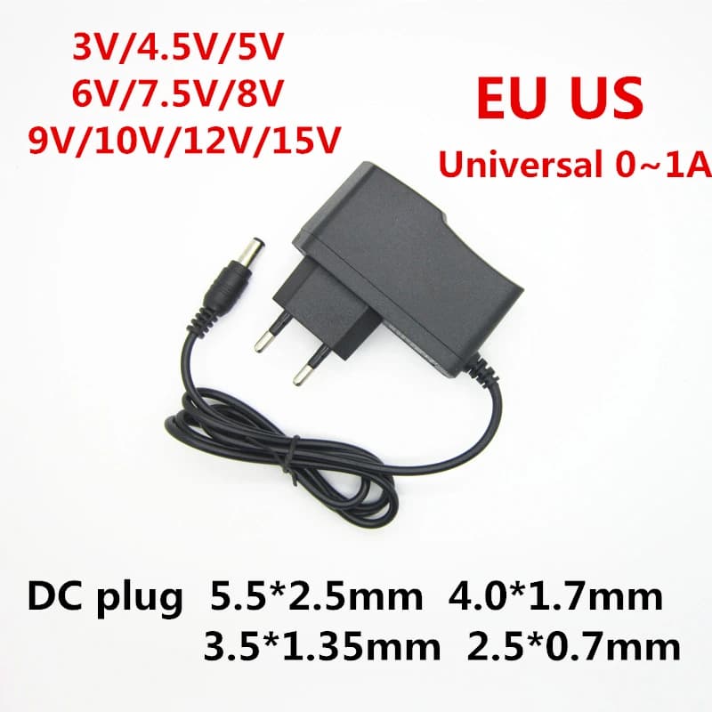 AC 110-240V DC 3V 4.5V 5V 6V 7.5V 8V 9V 10V 12V 15V 1A Universa adattatore di alimentazione trasformatore caricatore per striscia luminosa a LED