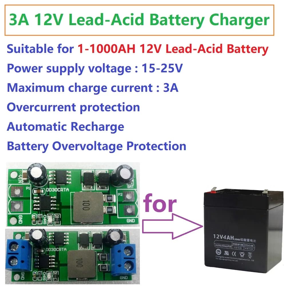 Batteria al piombo 12V Caricatore dedicato Corrente 3A 1-10000AH UPS Automobile solare DD30CRTA