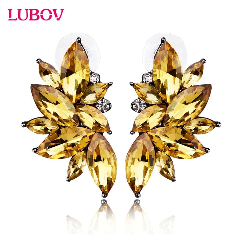 Opal Stone Stud Earrings Christmas Party 2023 Brand New Elegant Crystal Earrings For Women Trendy Golden Women Earrings