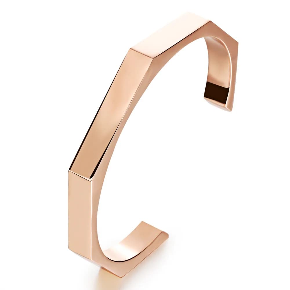 Women Men New Fashion 316L Stainless Steel Lovers' Open Cuff Bangle Bracelet Black / Rose Gold
