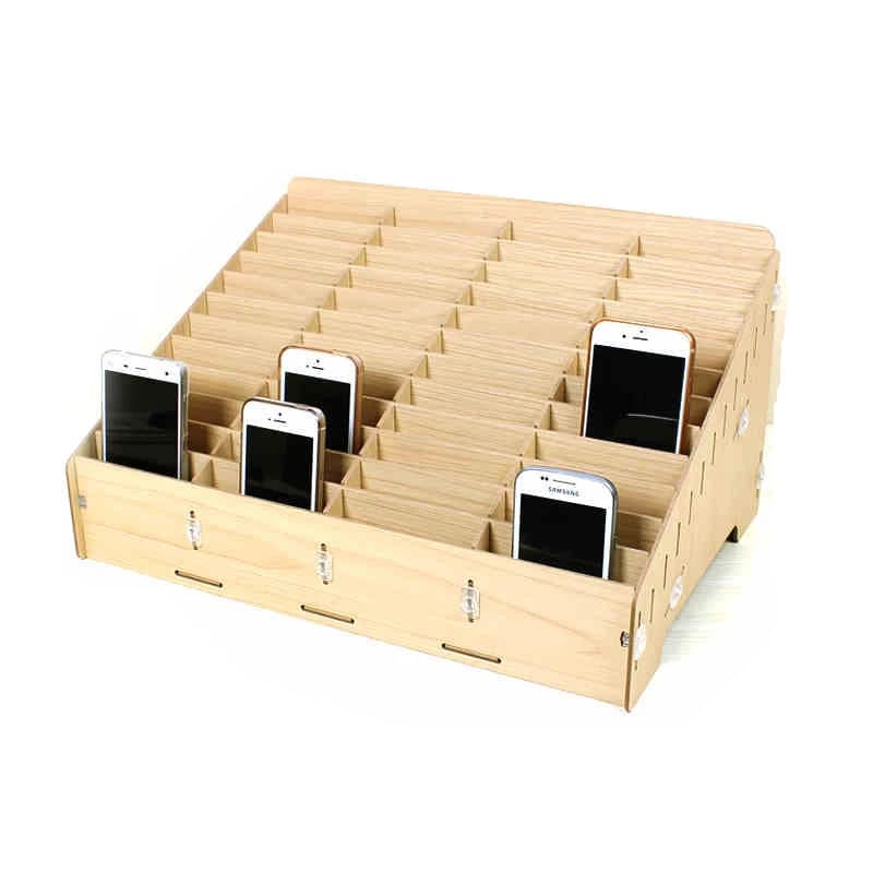 Di legno Contenitore di Stoccaggio di Gestione Dei Cavi Del Telefono Mobile Creativo Desktop Da Ufficio Riunione Griglia di Finitura multi cell phone negozio cremagliera del sacchetto di visualizzazione