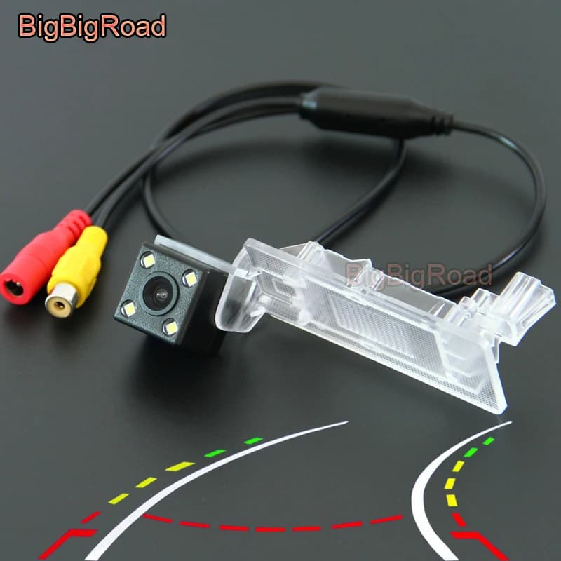BigBigRoad Traiettoria dinamica intelligente per auto Tracce Telecamera CCD per retromarcia per skoda Octavia 3 yeti (senza ruota di scorta sulla porta)