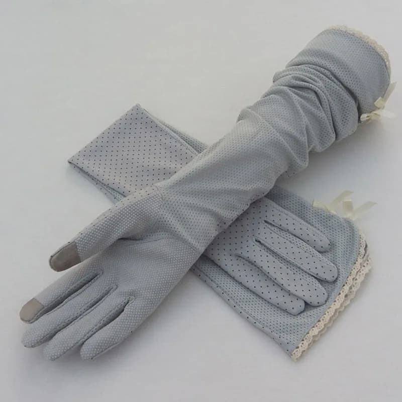 Women's Sports Fitness Cycling Solar Protection Touch Screen Long finger Gloves Women's Cotton Fashion Mids fingers B91