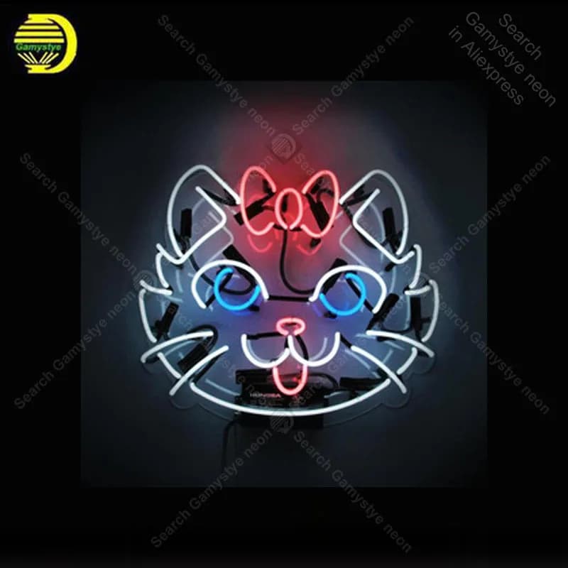 Cina Gatto Insegna al neon Tubo di vetro Luce al neon fatta a mano Insegna Ricreazione casa Parete della camera da letto Insegna iconica Neon Light Decor Grandi lampade