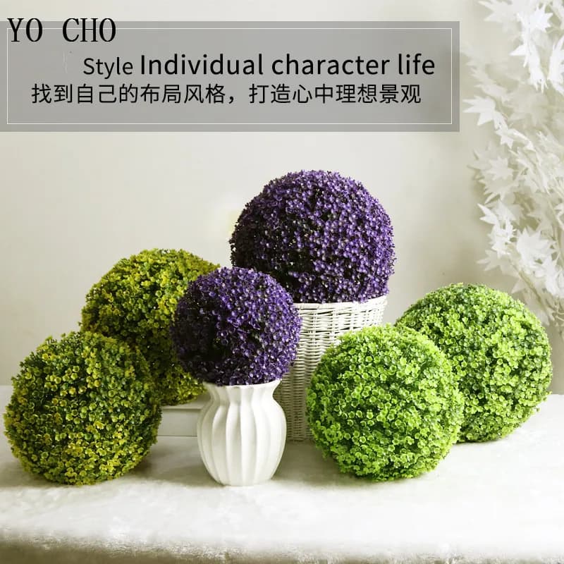 YO CHO Large Artificial Plastic Grass Ball Green Flowers Decorative Decorations for the House of Wedding Plant Finta 18 cm 25 cm 30 cm